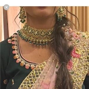 Matching set for green lehnga
